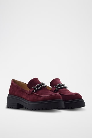 Mocassins à talons en nubuck - Bordeaux