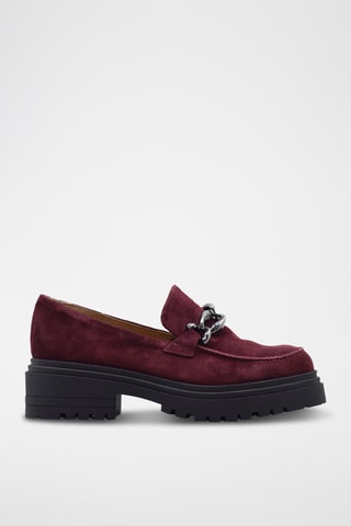 Mocassins à talons en nubuck - Bordeaux