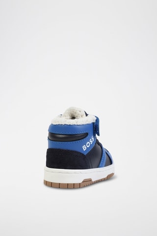 Baskets montantes fourrées en cuir - Indigo et noir - Boss