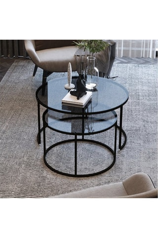 2 tables gigognes en verre - 42 x 37 / 60 x 43 cm