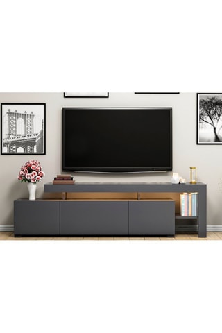 Meuble TV 2 portes et abattant - 192 x 53 x 37 cm