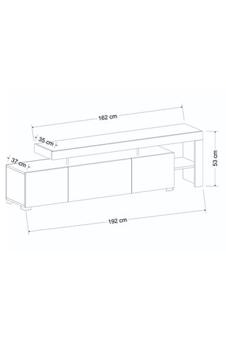 Meuble TV 2 portes et abattant - 192 x 53 x 37 cm