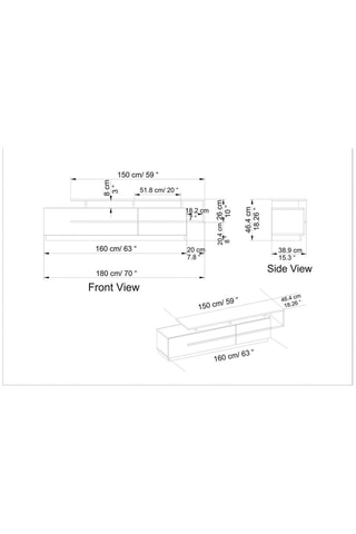 Meuble TV 2 abattants - 180 x 46,4 x 38,9 cm