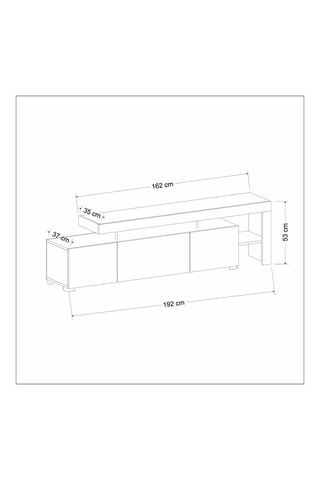 Meuble TV 2 portes et abattant - 192 x 53 x 37 cm