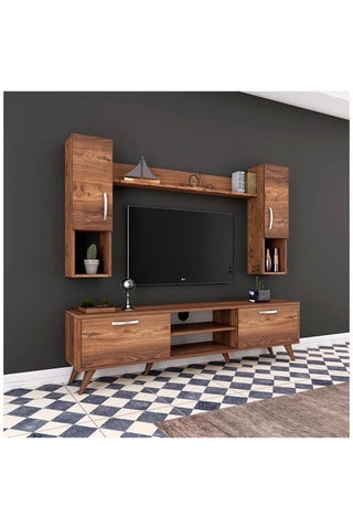 Ensemble meuble TV 2 portes M27 - 180 x 48,6 x 35 / 22,1 x 90 x 20,5 / 133 x 15 x 15 cm