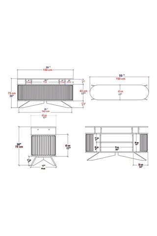 Buffet 2 portes coulissantes  - 150 x 75 x 43 cm