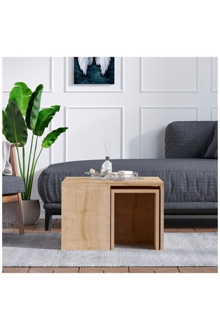 Table basse et 4 tables d'appoint Ortanca - 60 x 60 x 37 cm/30 x 32 x 25 cm