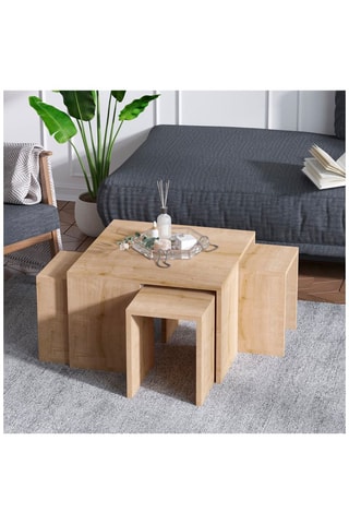 Table basse et 4 tables d'appoint Ortanca - 60 x 60 x 37 cm/30 x 32 x 25 cm