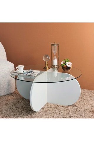 Table basse  - Plateau en verre trempé - 75 x 75 x 35 cm