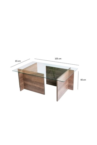 Table basse Escape - Plateau en verre trempé - 105 x 40 x 65 cm