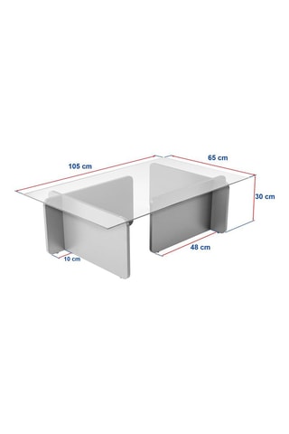 Table basse Flavio - Plateau en verre - 105 x 30 x 65 cm