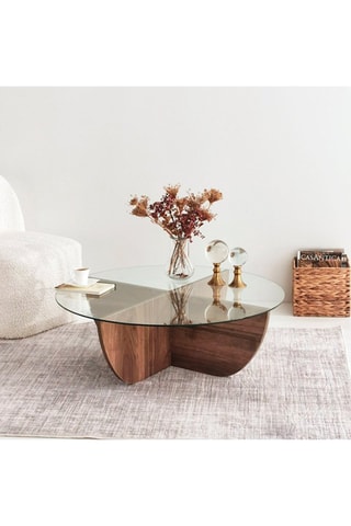 Table basse Lily - Plateau en verre trempé - 90 x 90 x 30 cm