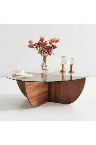 Table basse Lily - Plateau en verre trempé - 90 x 90 x 30 cm