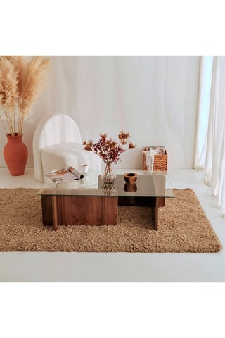 Table basse Escape - Plateau en verre trempé - 105 x 65 x 30 cm