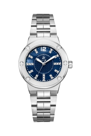 Metalen Quartz Horloge - Zilverkleurig en blauw