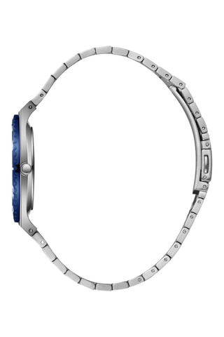 Metalen Quartz Horloge - Zilverkleurig en blauw