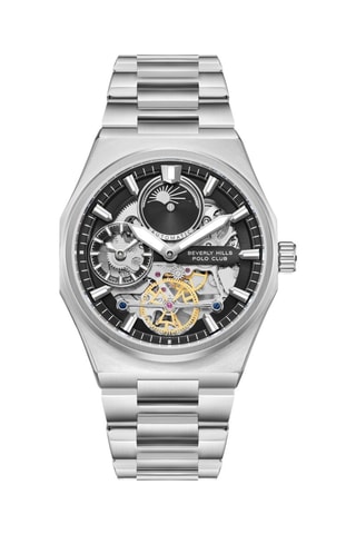 Automatisch Metalen Horloge - Maanstandweergave - Zilverkleurig en Zwart