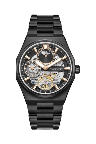 Automatisch Metalen Horloge - Maanstandweergave - Zwart en Zilverkleurig