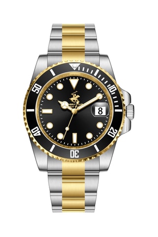 Metalen en Doublé Geelgoud Ion Quartz Horloge met Keramiek