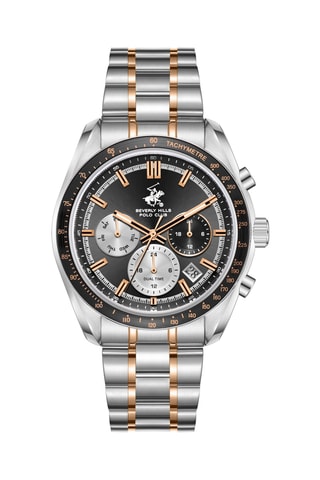 Metalen en Keramische Doublé Roségoud Ion Quartz Horloge - Tachymeter