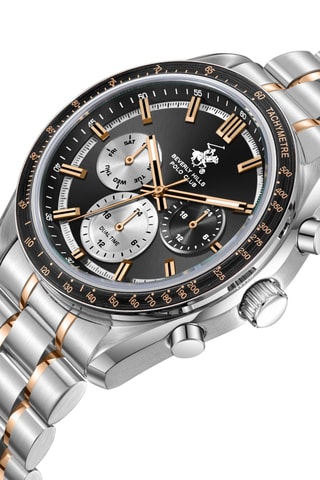 Metalen en Keramische Doublé Roségoud Ion Quartz Horloge - Tachymeter