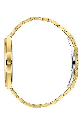 Metalen en Doublé Geelgoud Ion Quartz Horloge met Keramiek