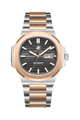 Metalen en Doublé Roségoud Ion Quartz Horloge met Keramiek