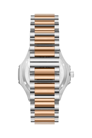 Metalen en Doublé Roségoud Ion Quartz Horloge met Keramiek