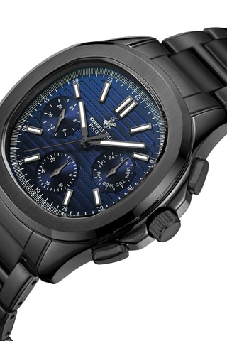 Metalen en Doublé Zwart Ion Quartz Horloge met Keramiek