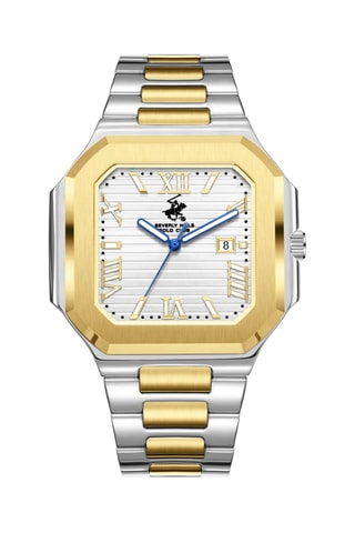 Metalen en Doublé Geelgoud Ion Quartz Horloge met Keramiek