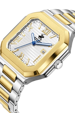 Metalen en Doublé Geelgoud Ion Quartz Horloge met Keramiek