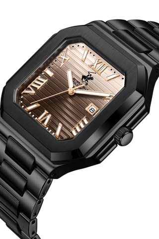 Metalen en Doublé Zwart Ion Quartz Horloge met Keramiek