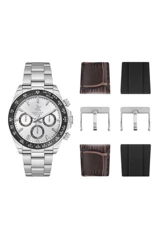 Set Quartz Horloge en 3 Metalen en Keramische Horlogebanden