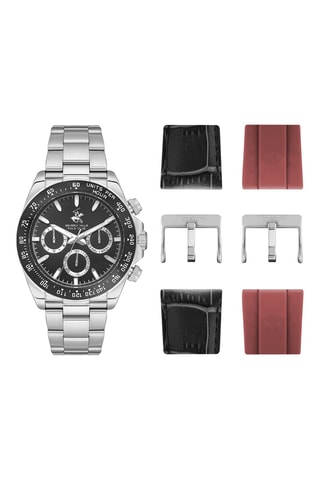 Set Quartz Horloge en 3 Metalen en Keramische Horlogebanden