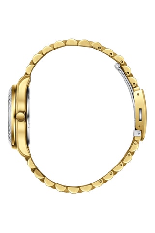 Keramische en Doublé Geelgoud Ion Quartz Horloge met Diamant