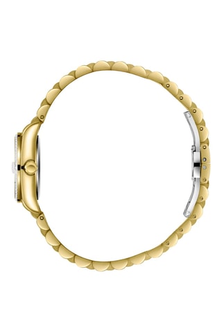 Montre à quartz en plaqué ion or jaune et céramique