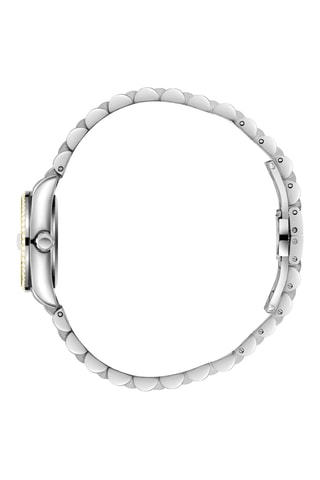 Montre à quartz en plaqué ion or jaune et céramique