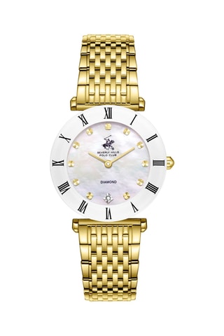 Keramische en Doublé Geelgoud Ion Quartz Horloge met Diamant