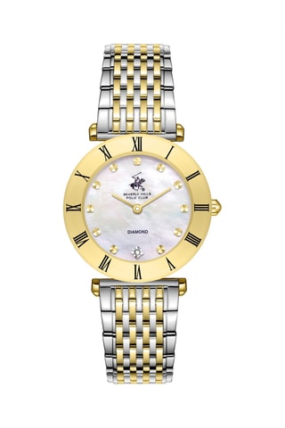 Keramische en Doublé Geelgoud Ion Quartz Horloge met Diamant