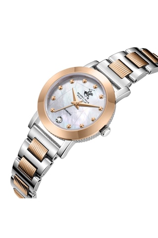 Metalen, Keramisch en Doublé Roségoud Ion Quartz Horloge met Diamant