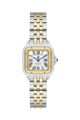 Keramische en Doublé Geelgoud Ion en Doublé Zilver Ion Quartz Horloge