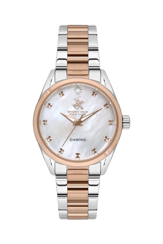 Keramische en Doublé Roségoud Ion Quartz Horloge met Diamant