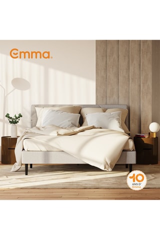 Ensemble lit Cocoon Plus Emma + Matelas Hybride V2 + Protège matelas Emma - Blanc et gris