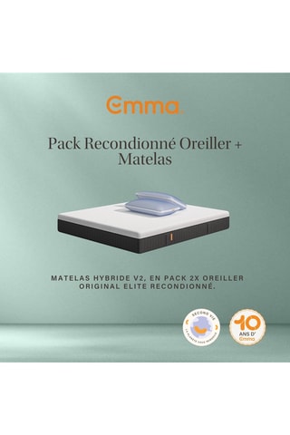 Ensemble 2 oreillers Original Elite recondionné et matelas Hydrid II Emma