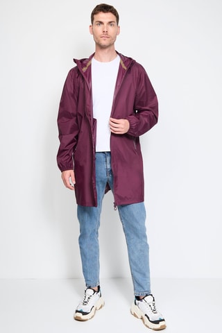 Coupe-vent long à capuche Stockholm - Aubergine