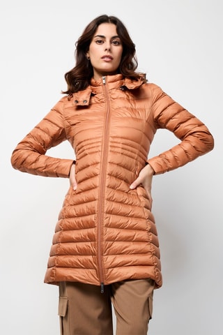 Doudoune longue à capuche Vero - Camel