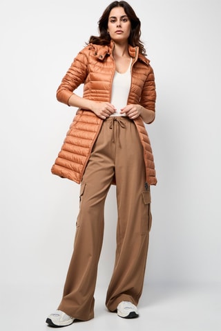 Doudoune longue à capuche Vero - Camel