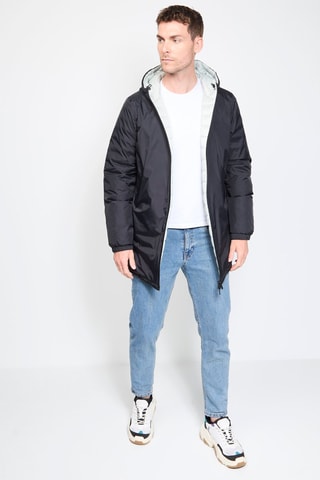 Doudoune longue réversible Amsterdam - Noir et gris clair