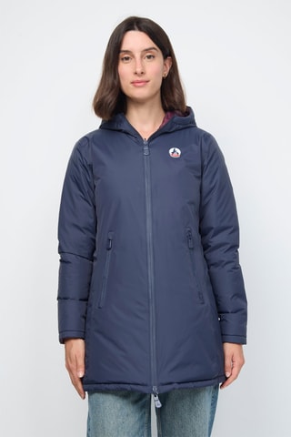 Doudoune longue réversible Moscou - Bleu marine et aubergine