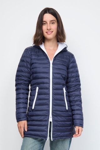 Doudoune longue réversible Moscou - Blanc et bleu marine